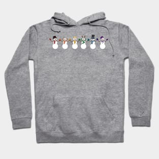 Row of Six LGBTQ Pride Rainbow Snowpeople Winter Design Hoodie